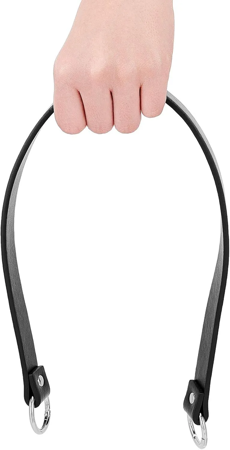 PH PandaHall 2pcs 22.4 Inch 20mm Leather Replacement Handles Purses Straps Handbags Shoulder Bag Strap with Platinum Zinc Alloy Spring Gate Rings for DIY Bag Making, Black