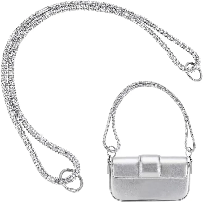PH PandaHall Rhinestone Purse Strap, 44.8 inch Bag Strap Replacement Crystal Bag Handle Sparkly Bag Chain Strap with Clasps for Underarm Bag Shoulder Handbag Tote Pochette Satchel Wedding Party