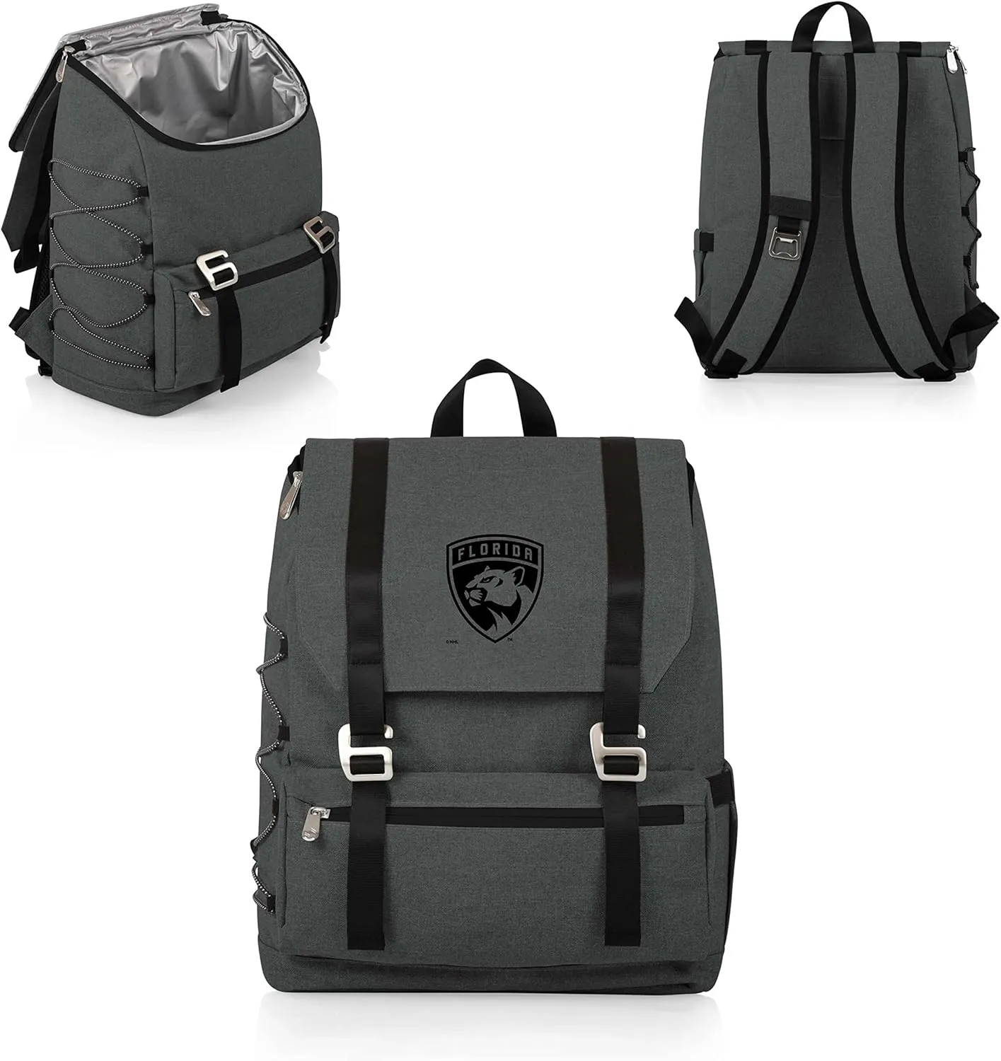 PICNIC TIME NHL Florida Panthers OTG Traverse Backpack Cooler, Soft Cooler Backpack, Hiking Backpack, (Heathered Gray)