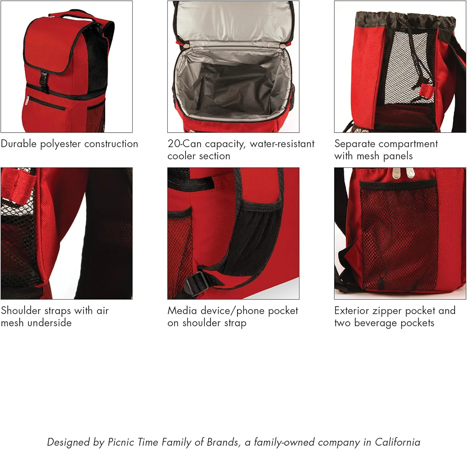 PICNIC TIME NHL Unisex-Adult NHL Zuma Backpack Cooler, Soft Cooler Backpack, Lunch Cooler