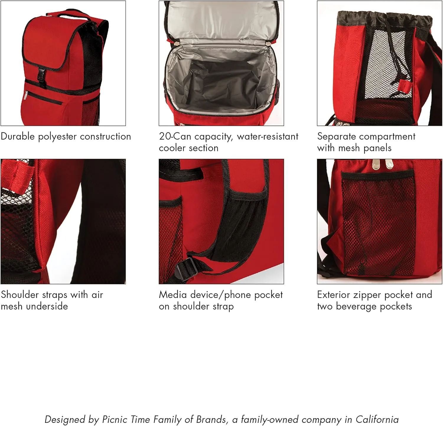 PICNIC TIME NHL Unisex-Adult NHL Zuma Backpack Cooler, Soft Cooler Backpack, Lunch Cooler