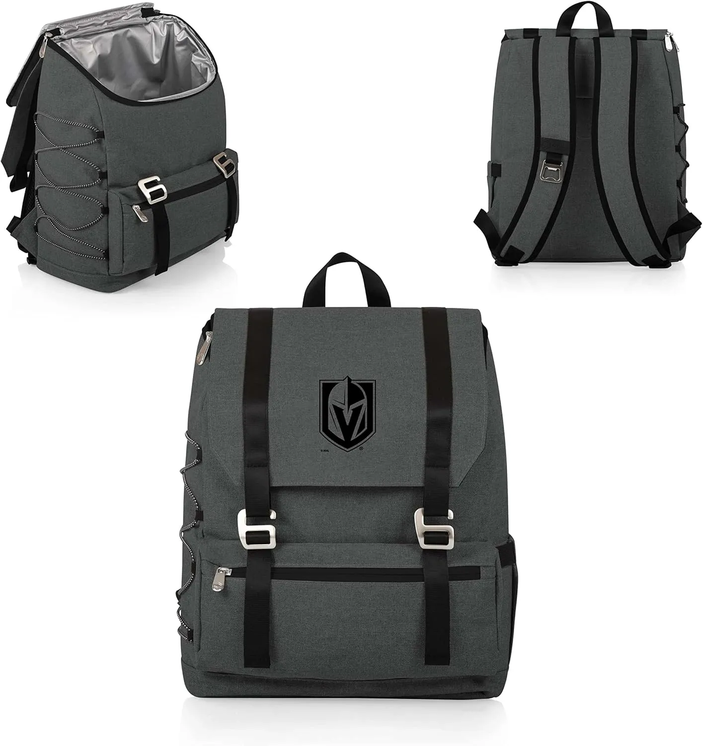 PICNIC TIME NHL Vegas Golden Knights OTG Traverse Backpack Cooler, Soft Cooler Backpack, Hiking Backpack, (Heathered Gray)