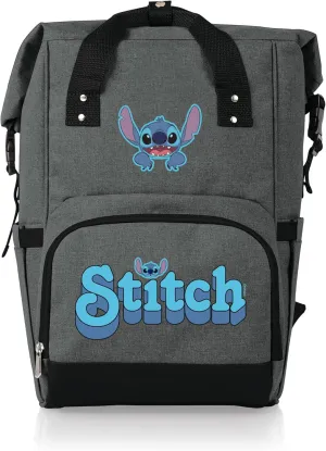 PICNIC TIME OTG Roll-Top, Hiking Backpack, Soft Cooler Bag, Disney Lilo & Stitch-Heathered Gray, 7.5 x 10.25 x 26