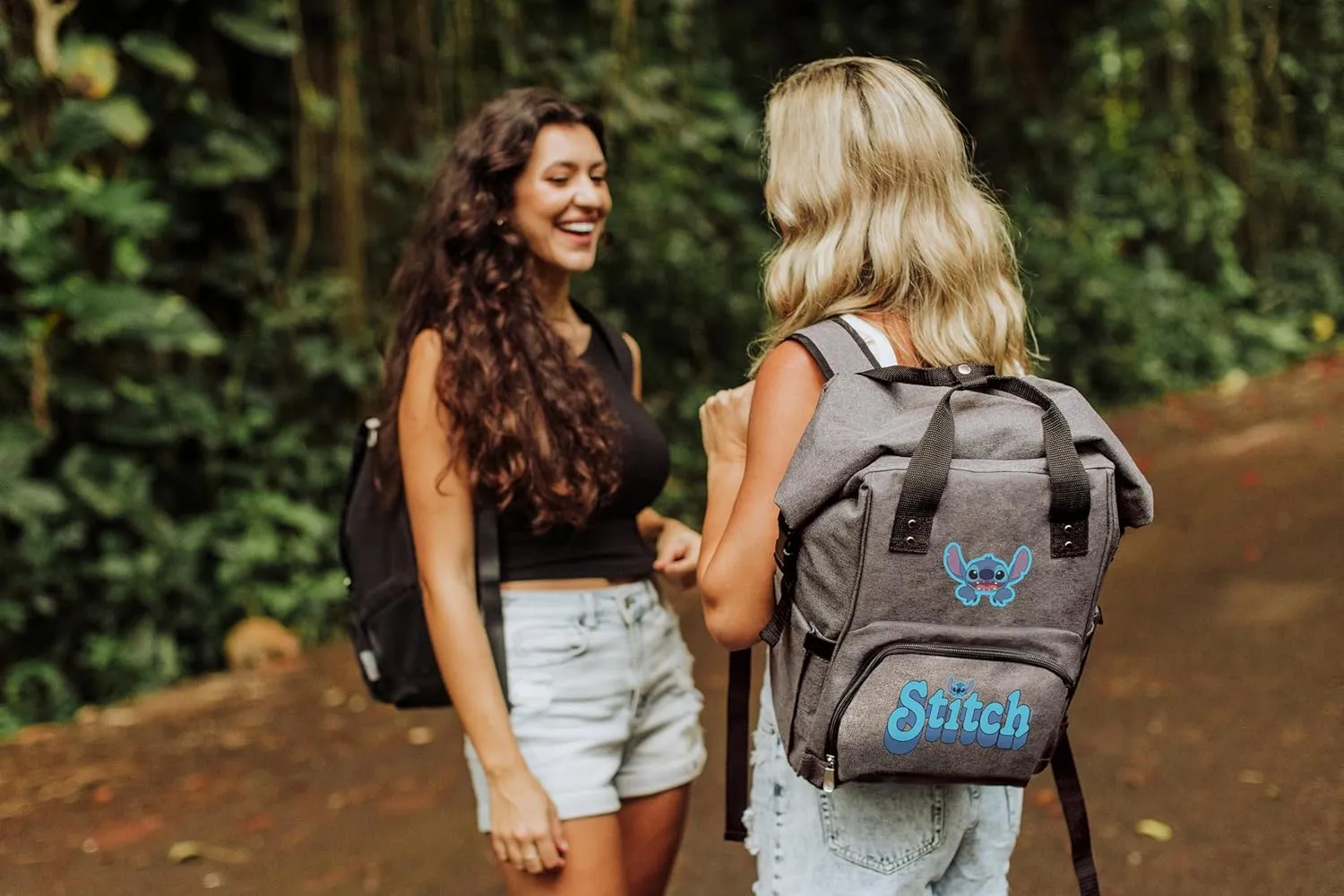 PICNIC TIME OTG Roll-Top, Hiking Backpack, Soft Cooler Bag, Disney Lilo & Stitch-Heathered Gray, 7.5 x 10.25 x 26