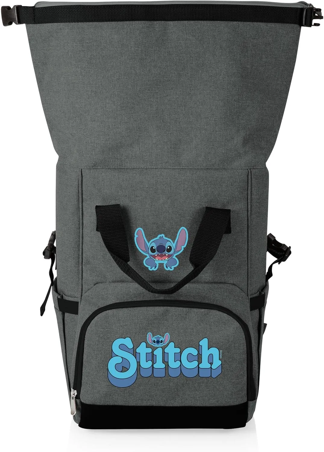 PICNIC TIME OTG Roll-Top, Hiking Backpack, Soft Cooler Bag, Disney Lilo & Stitch-Heathered Gray, 7.5 x 10.25 x 26