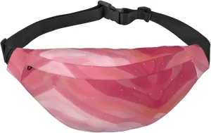Pink Gradient Style Print Large Crossbody Fanny Pack, Cute Waterproof Waist Pack Belt Bag For Men, Women, Stylish Running Accessory