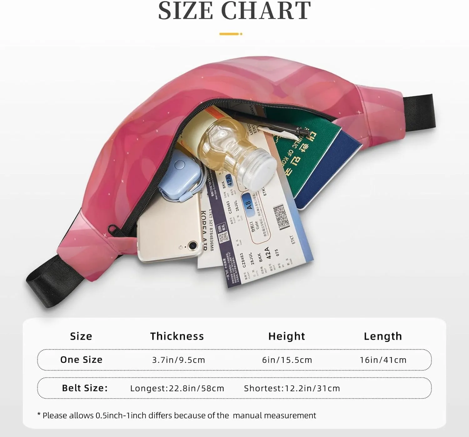 Pink Gradient Style Print Large Crossbody Fanny Pack, Cute Waterproof Waist Pack Belt Bag For Men, Women, Stylish Running Accessory