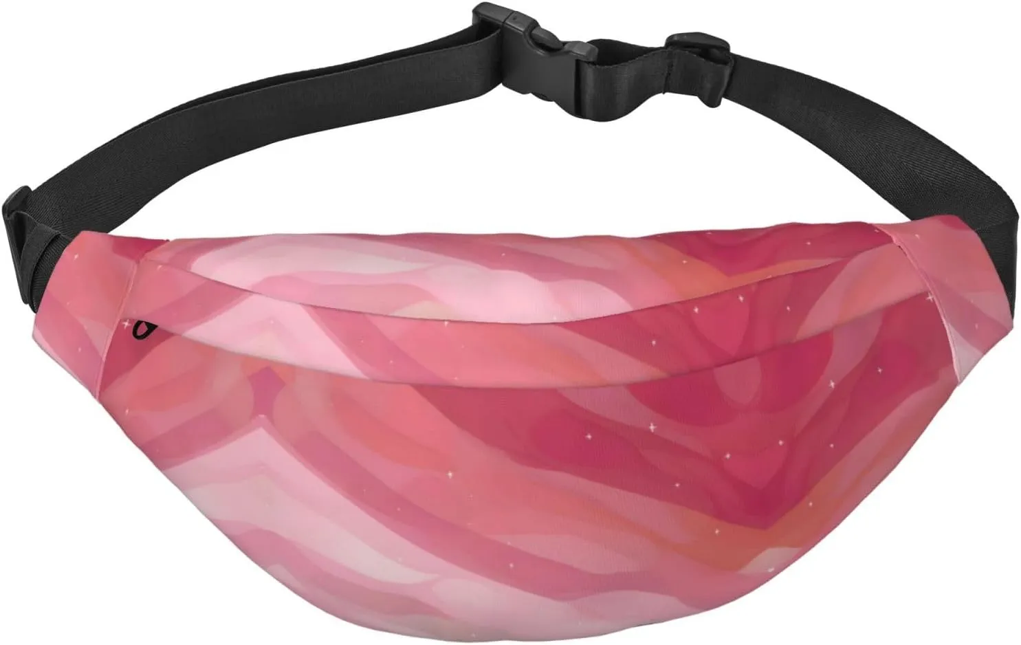 Pink Gradient Style Print Large Crossbody Fanny Pack, Cute Waterproof Waist Pack Belt Bag For Men, Women, Stylish Running Accessory