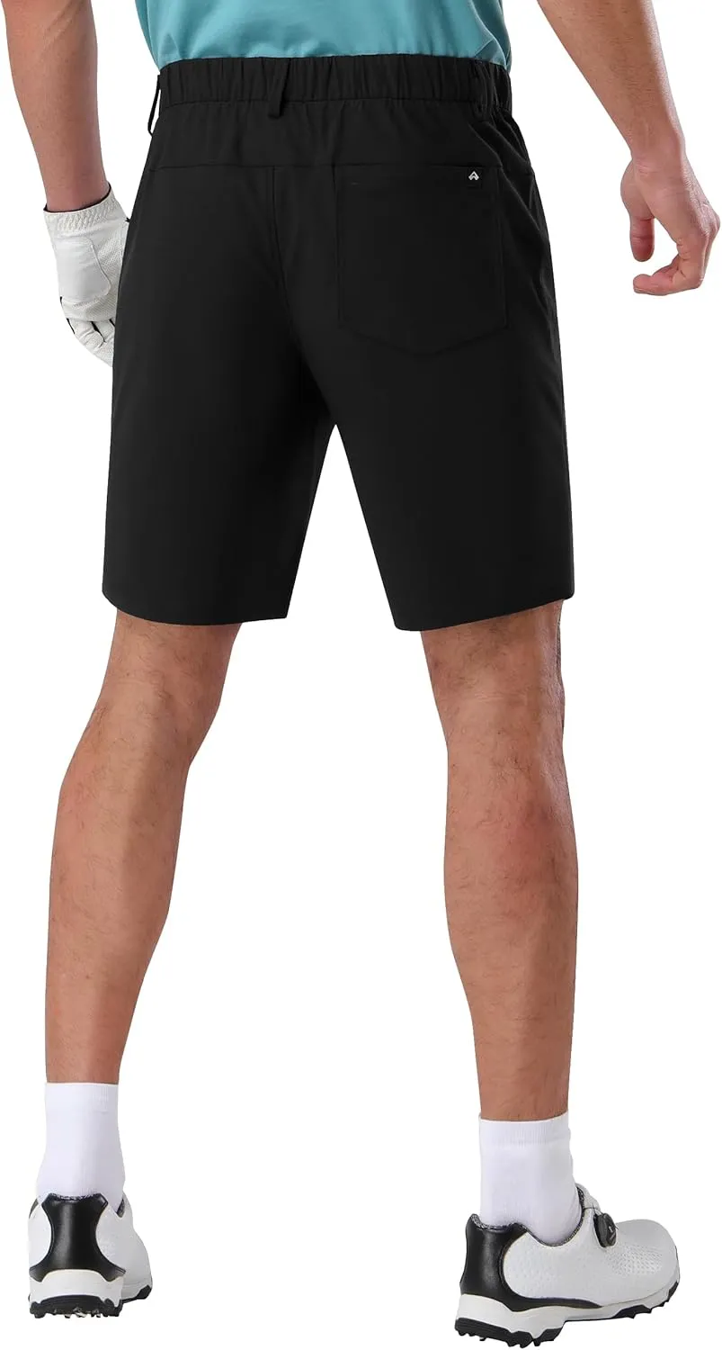 Pioneer Camp Men's Dress Golf Shorts Flat Front Elastic Waist 9 Inch Inseam Quick Dry Stretch Lightweight Shorts with Pockets