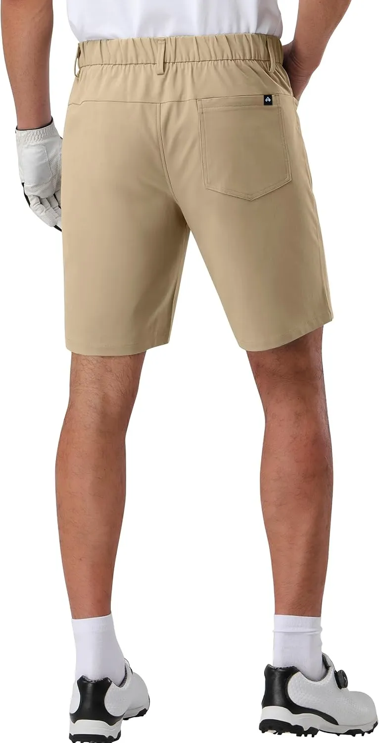 Pioneer Camp Men's Dress Golf Shorts Flat Front Elastic Waist 9 Inch Inseam Quick Dry Stretch Lightweight Shorts with Pockets