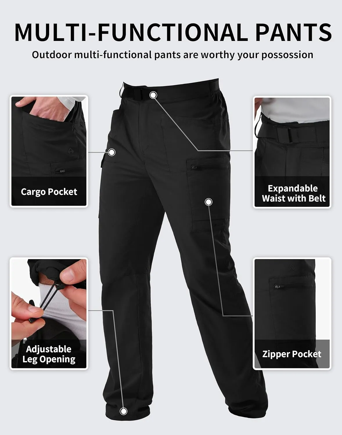 Pioneer Camp Men's Hiking Cargo Pants Lightweight Quick Dry Outdoor Water Resistant Work Tactical Pant for Men Travel Fishing