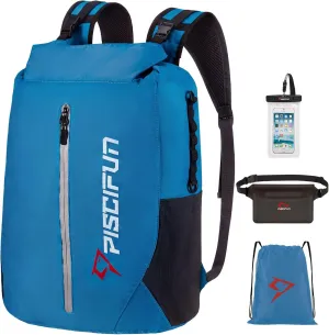 Piscifun Dry Bag Waterproof, Lightweight Dry Backpack with Waist Pouch and Phone Case for Kayaking, Boating 10L 20L 30L