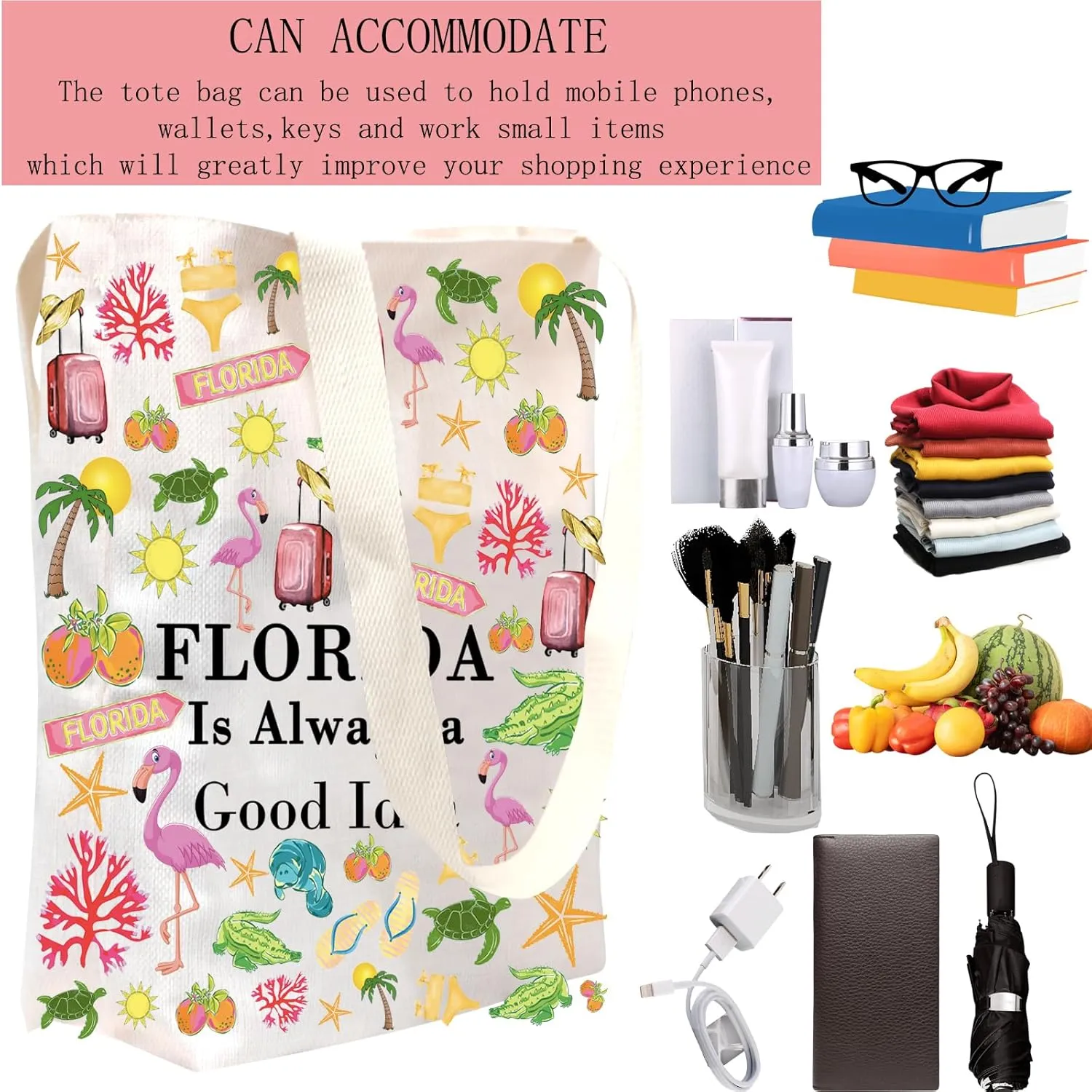 POFULL Florida vacation Gift Florida Is Always a Good Idea Cosmetic Bag Florida Travel Gift