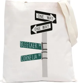 POFULL Music Lover Gift Album Inspired Tote Bag New York City Street Sign Gift