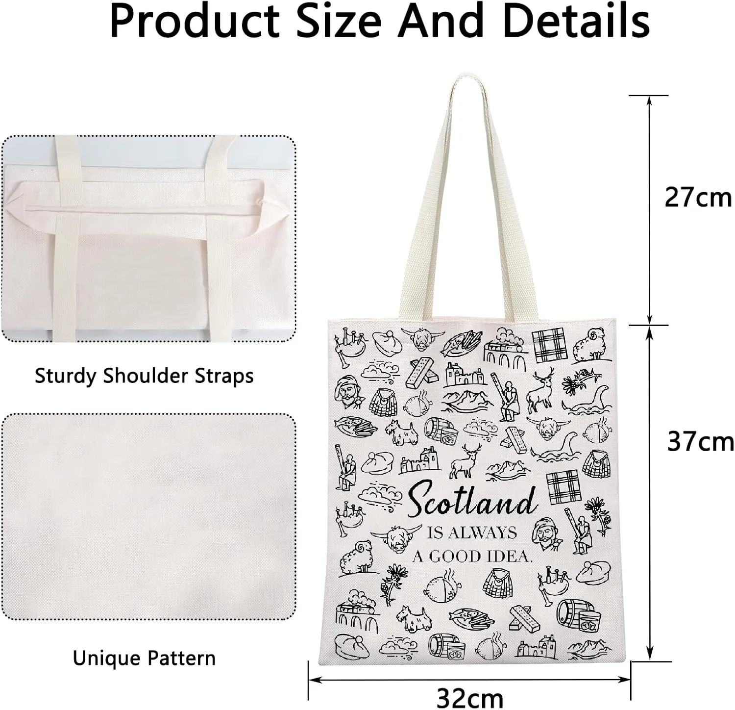 POFULL Scotland Trip Gift Scotland Is Always A Good Idea Tote Bag Edinburgh Gift (Scotland Tote Bag)