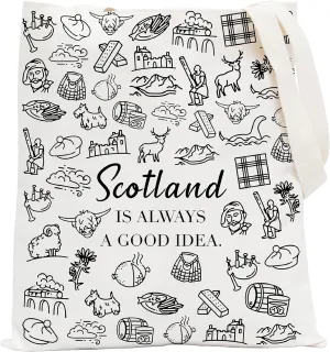 POFULL Scotland Trip Gift Scotland Is Always A Good Idea Tote Bag Edinburgh Gift (Scotland Tote Bag)