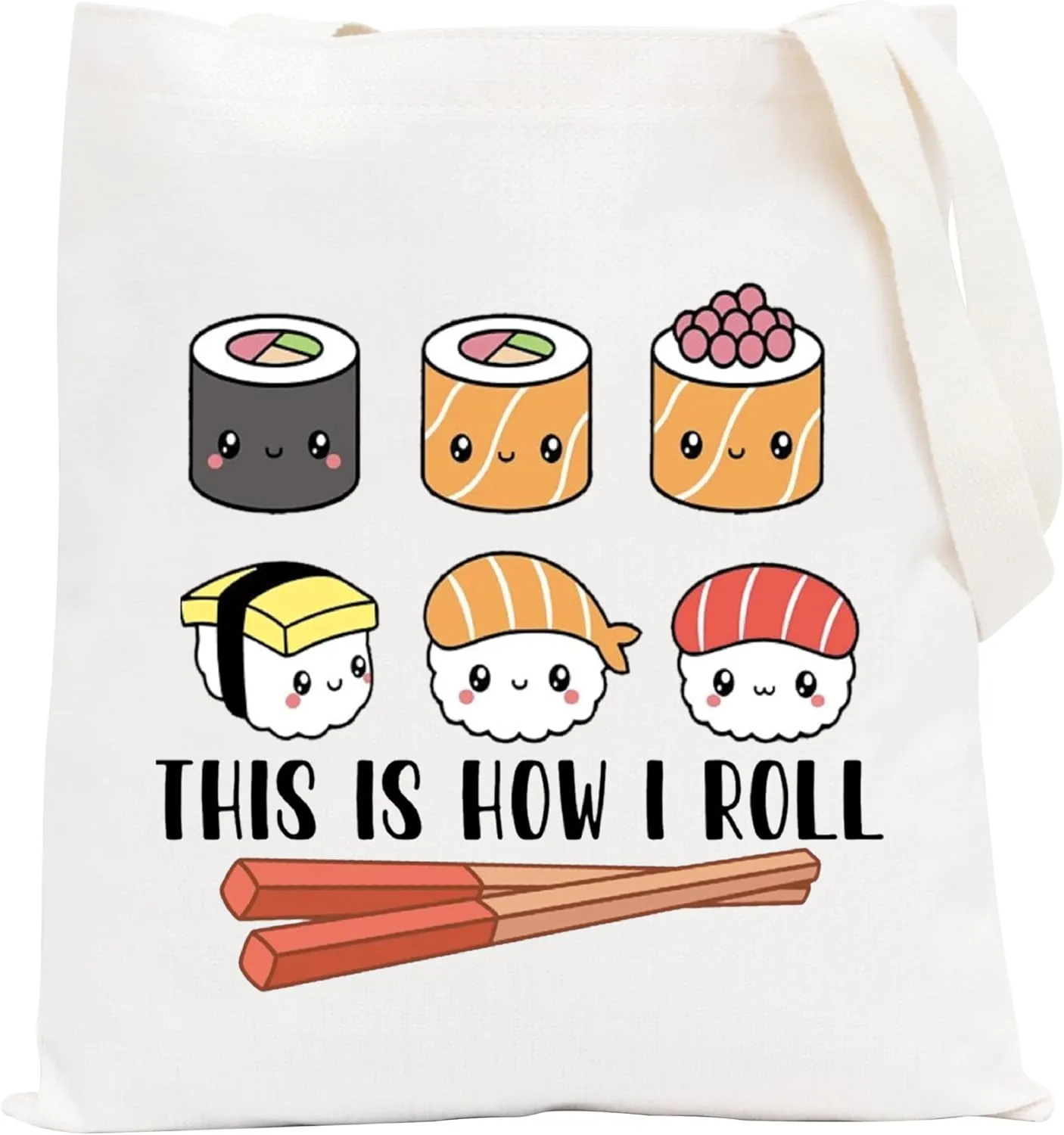 POFULL This Is How I Roll Tote Bag - Sushi Lover Gift for Japanese Cuisine Party