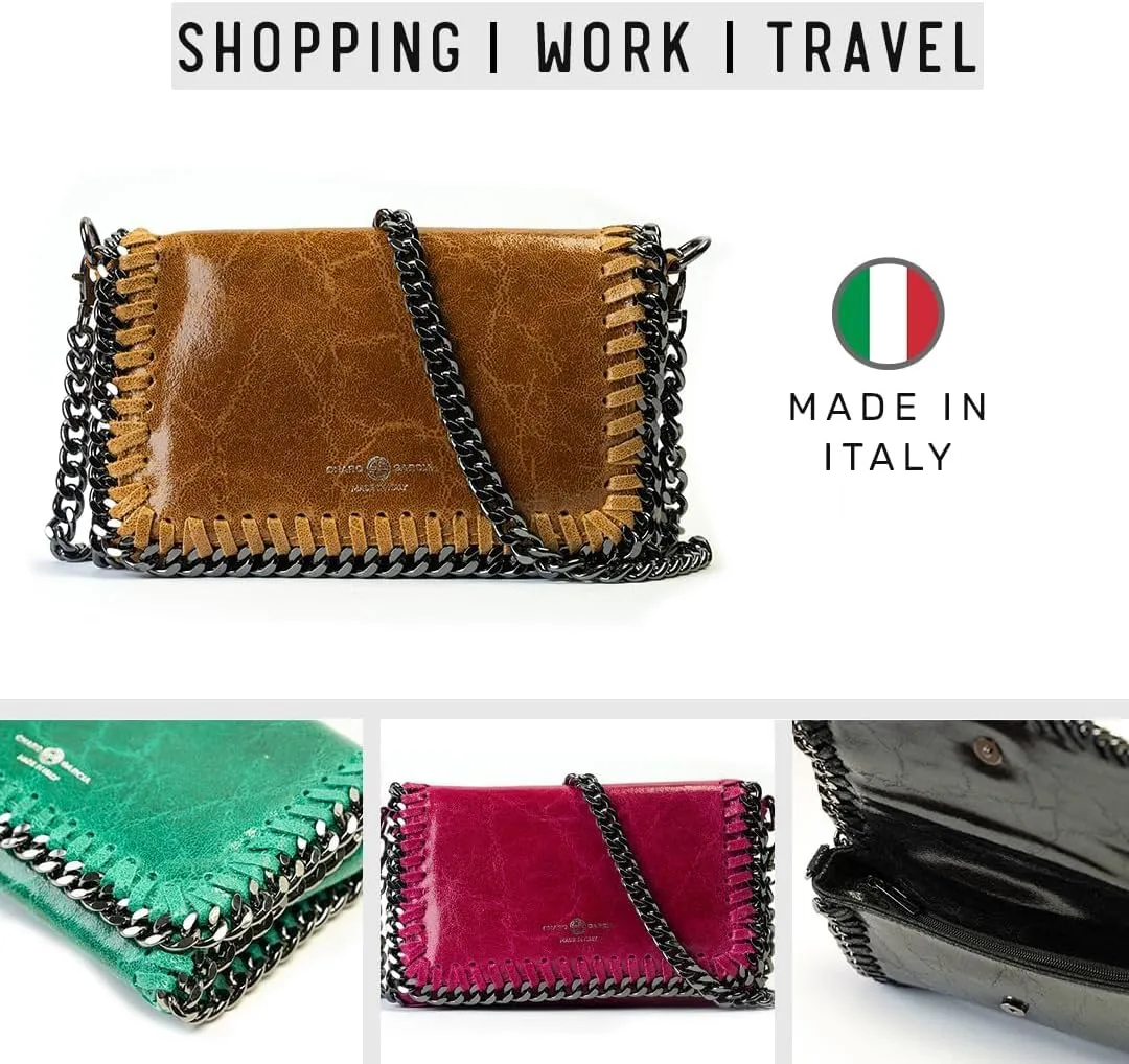 Premium Italian Leather Handmade in Florence, Italy. Small Crossbody Bag for Women with a Detachable Strap Made in Italy.