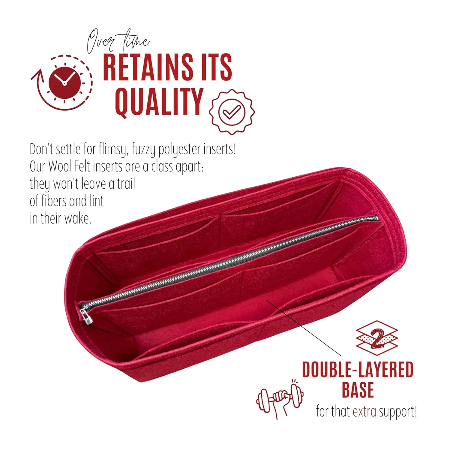Premium Purse Organizer compatible with Anjou PM/GM Bag Organizer Insert, Waterproof Nylon Luxury Fabric, Perfect Fit Oval Shaped Silver Zipper (For Anjou PM, Grey)