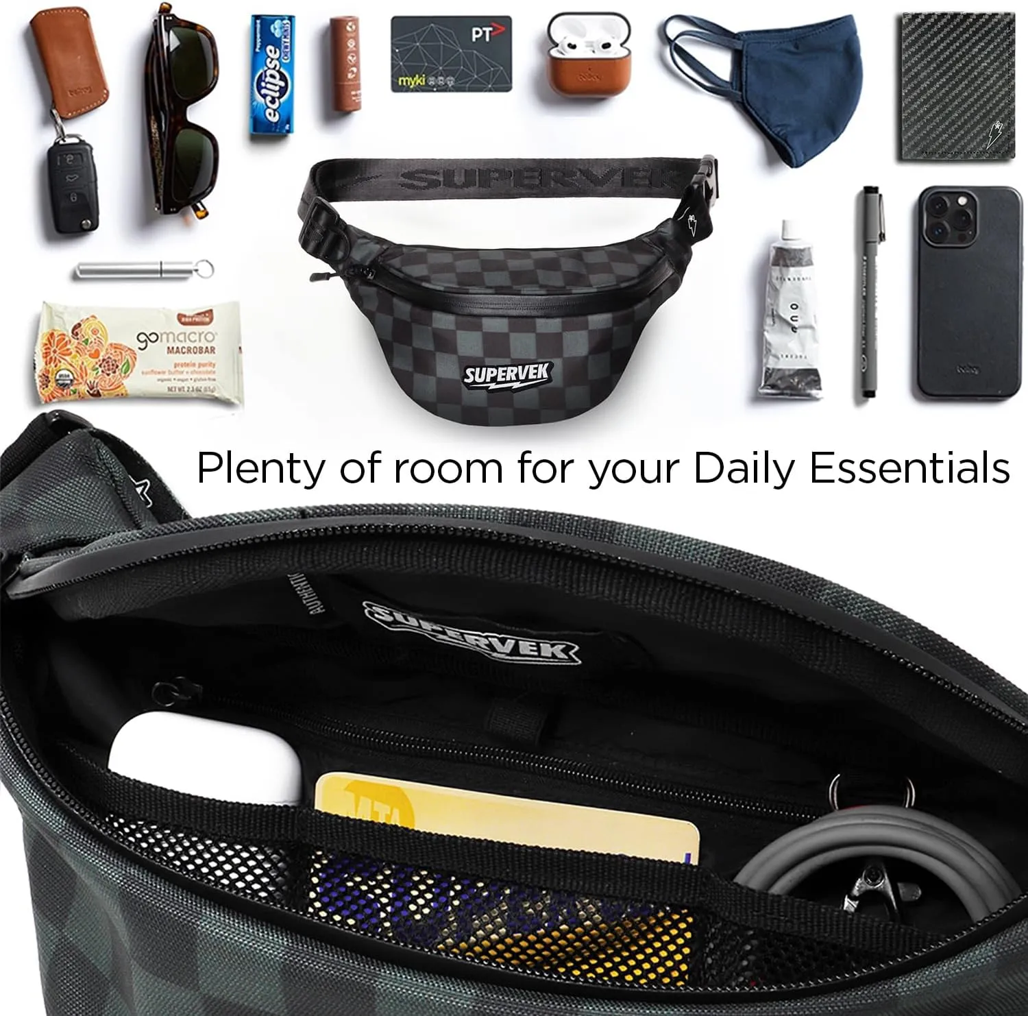 PRO Fanny Pack for Men Women - YKK Waterproof Zipper & Fabric, Crossbody Bag Waist Pack, Belt Bag for Travel Running Outdoor Hiking Cycling - Carry Any Phone, Wallet - The Great Wave