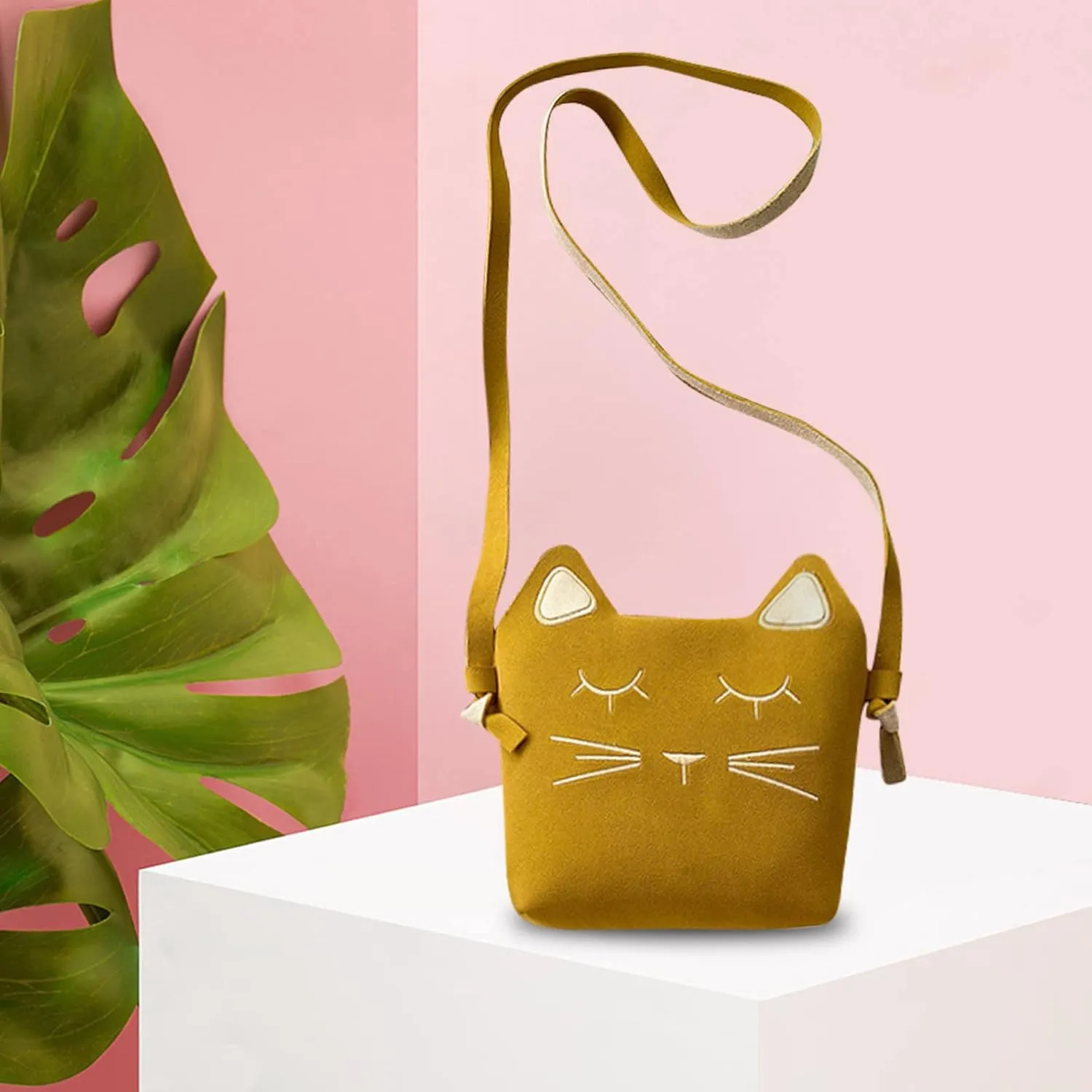 Pu Leather Tote Large Size Fashionable Funny Personality Rainbow Cute Embroidered Cat Messenger Bag