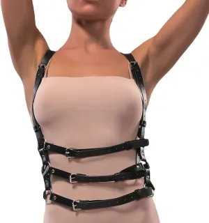 Punk Belt Black Pu Leather Harness Belt for Women Goth Body Adjustable Waist Belts Rave Halloween Dresses Party Accessories