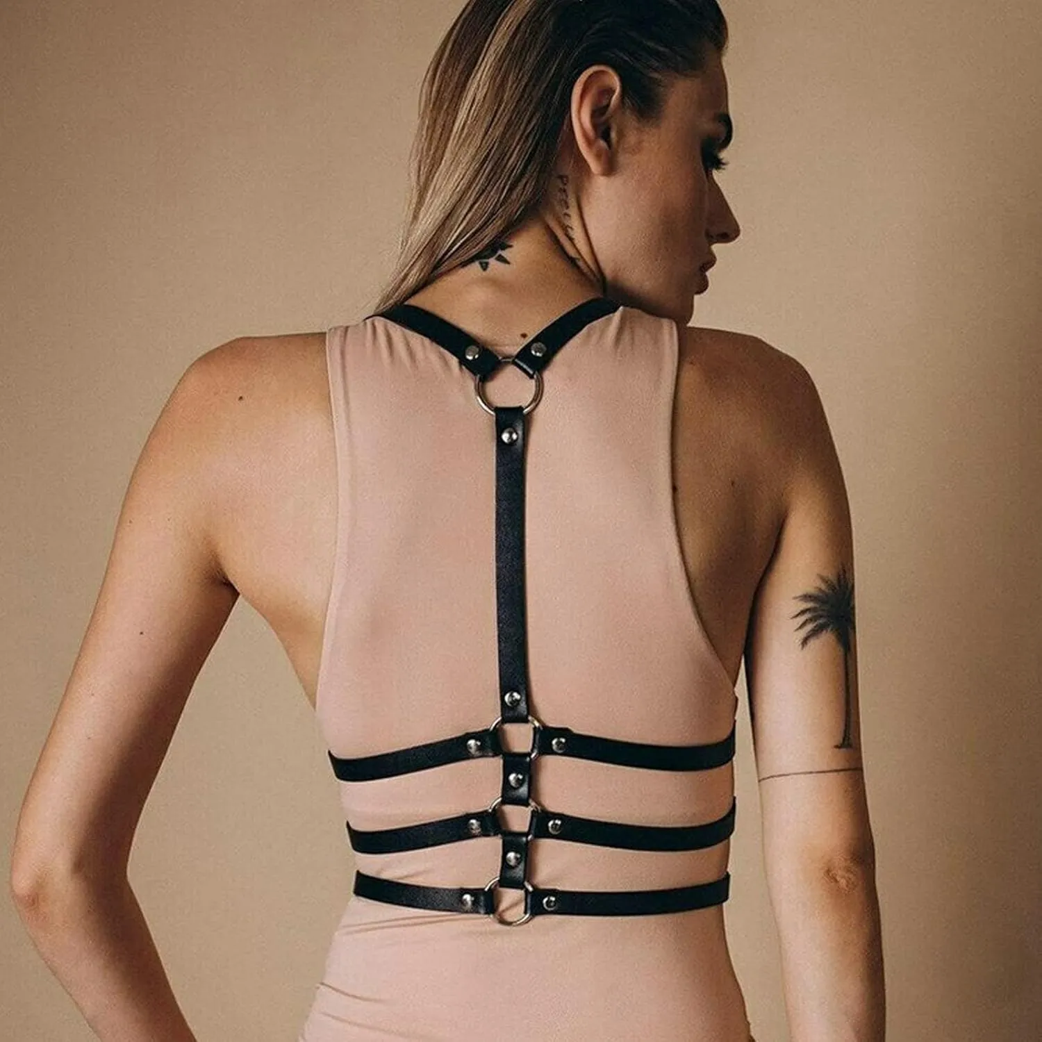 Punk Belt Black Pu Leather Harness Belt for Women Goth Body Adjustable Waist Belts Rave Halloween Dresses Party Accessories