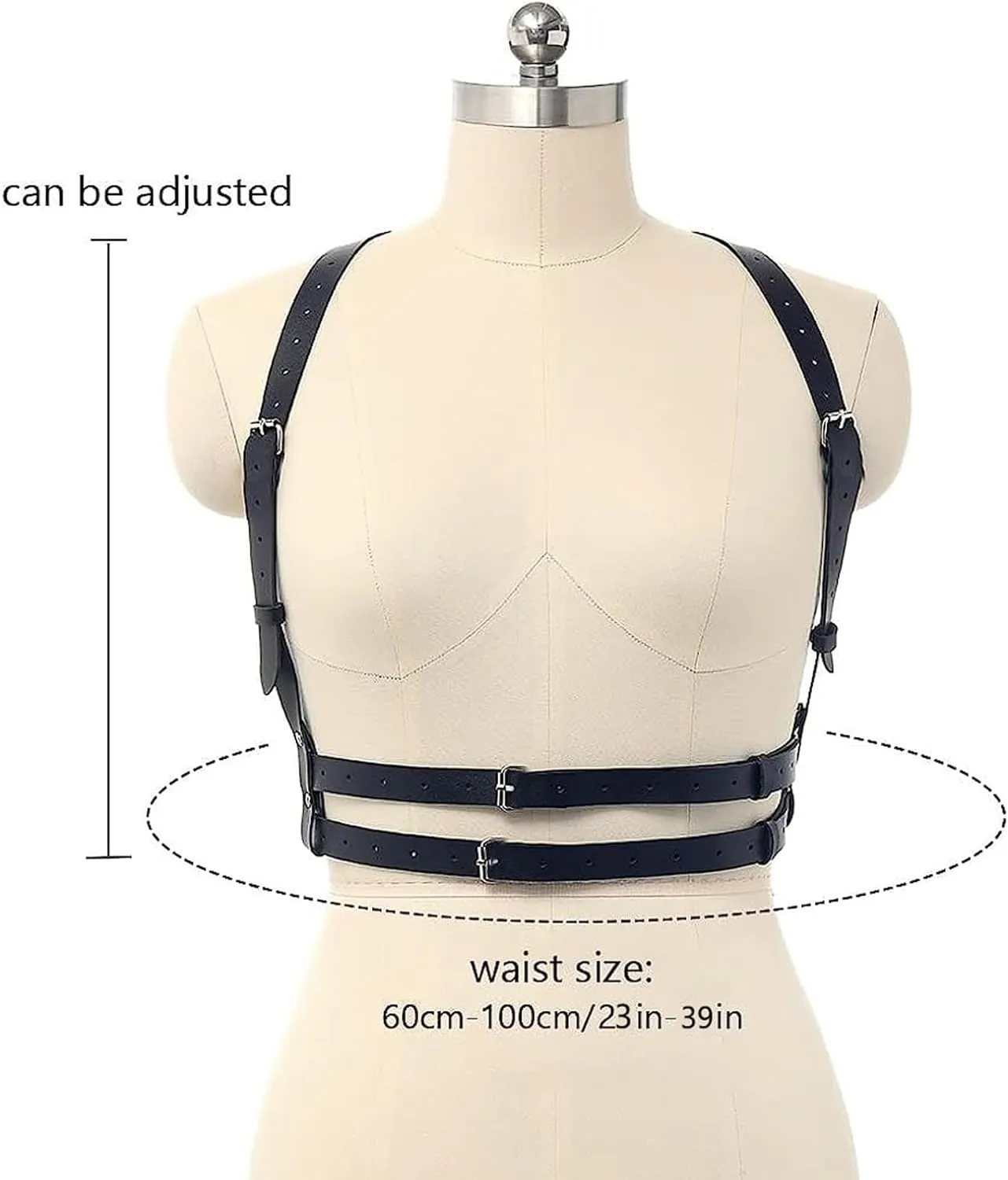 Punk Belt Black Pu Leather Harness Belt for Women Goth Body Adjustable Waist Belts Rave Halloween Dresses Party Accessories