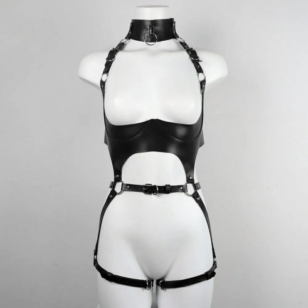 Punk Leather Body Chain Adjustable Waist Chain Belt Belly Chains Rave Nightclub Party Body Accessories for Women and Girls