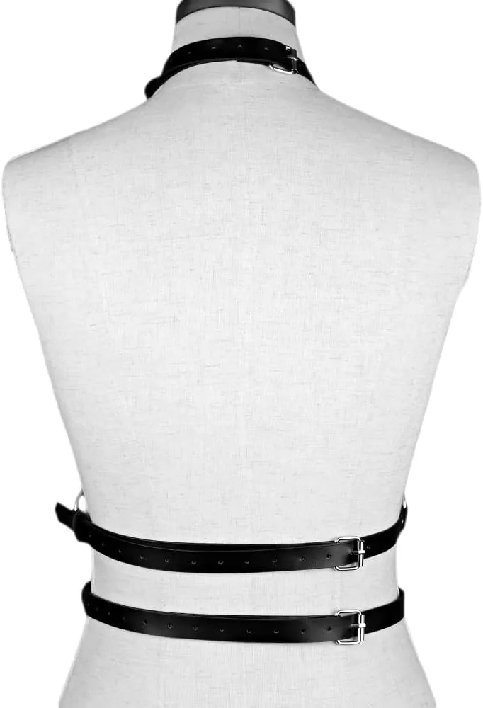 Punk Leather Body Chain Adjustable Waist Chain Belt Belly Chains Rave Nightclub Party Body Accessories for Women and Girls