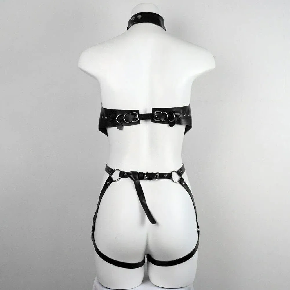 Punk Leather Body Chain Adjustable Waist Chain Belt Belly Chains Rave Nightclub Party Body Accessories for Women and Girls