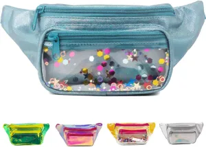 PYFK Holographic Fanny Pack Fashion Festival Waist Bag for Women Girls Shiny Bag with Adjustable Belt for Traveling, Party, Rave