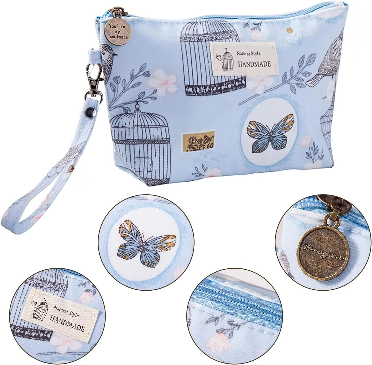 Qikuver Canvas Cosmetic Bags, 2 Pieces Cosmetic Bags for Women, Makeup bag Cute Cosmetic Bag Organizer Small Mini Makeup Pouch for Purse Toiletry Bag