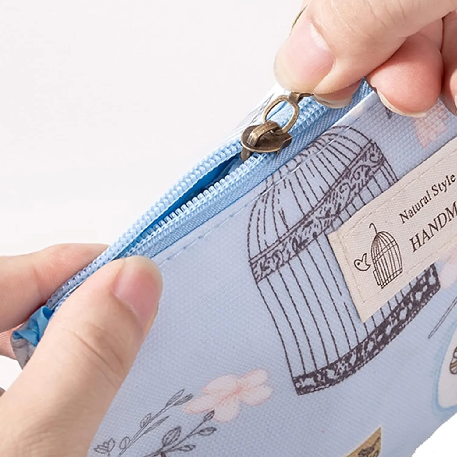 Qikuver Canvas Cosmetic Bags, 2 Pieces Cosmetic Bags for Women, Makeup bag Cute Cosmetic Bag Organizer Small Mini Makeup Pouch for Purse Toiletry Bag