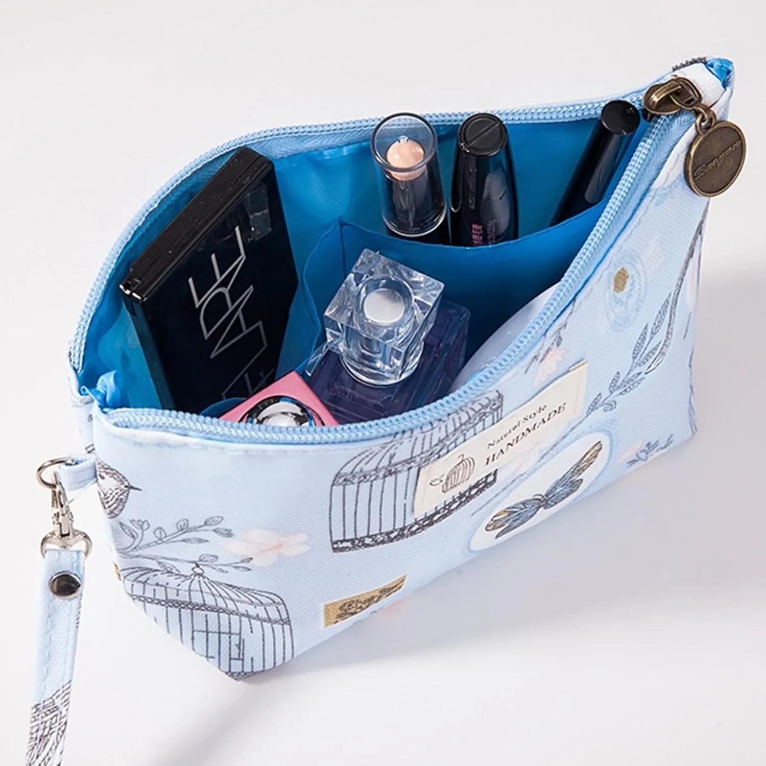 Qikuver Canvas Cosmetic Bags, 2 Pieces Cosmetic Bags for Women, Makeup bag Cute Cosmetic Bag Organizer Small Mini Makeup Pouch for Purse Toiletry Bag