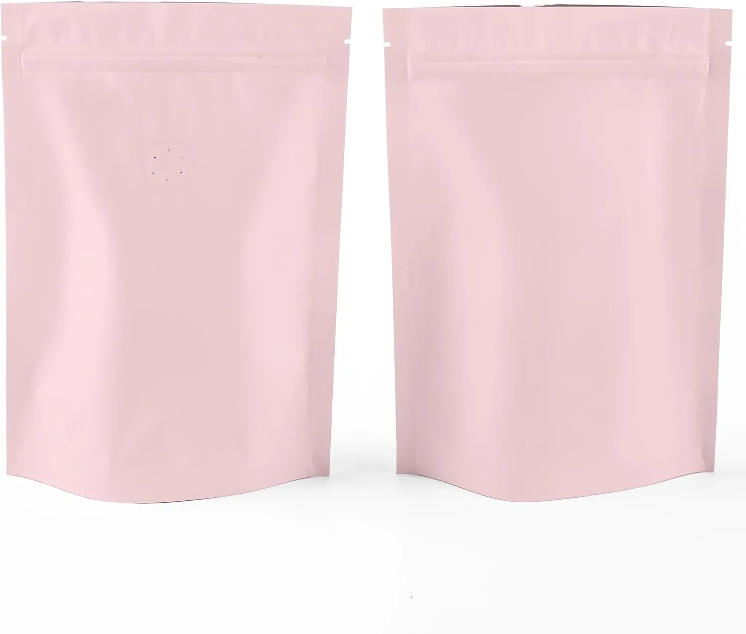 QQ Studio Pink Foil Coffee Packaging Bags with Zipper Seal and Degassing Valve for Coffee Beans Packaging Pouch (250, 4oz)