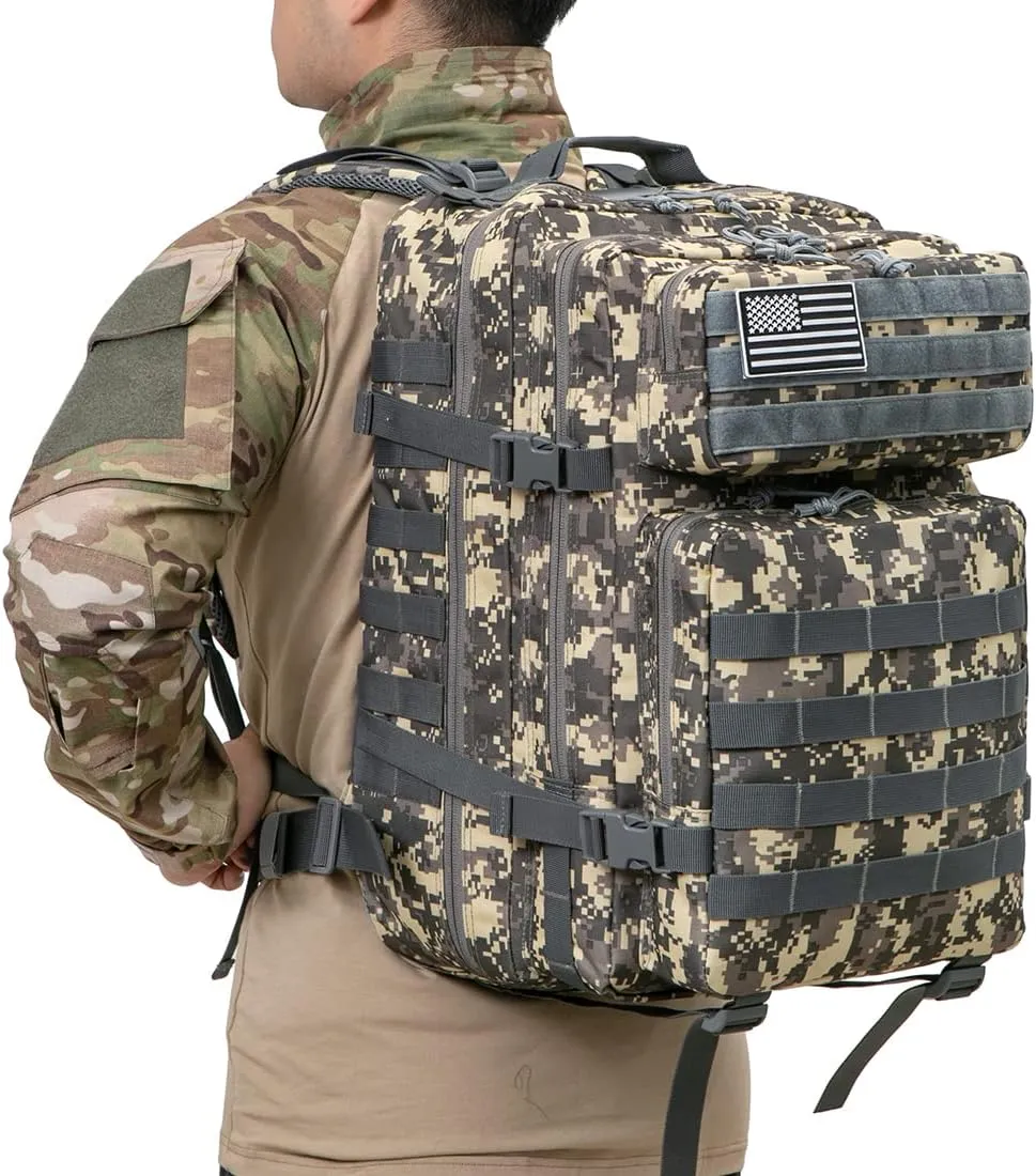 QT&QY 45L Military Tactical Backpacks Molle Army Assault Pack 3 Day Bug Out Bag Hiking Treeking Rucksack…