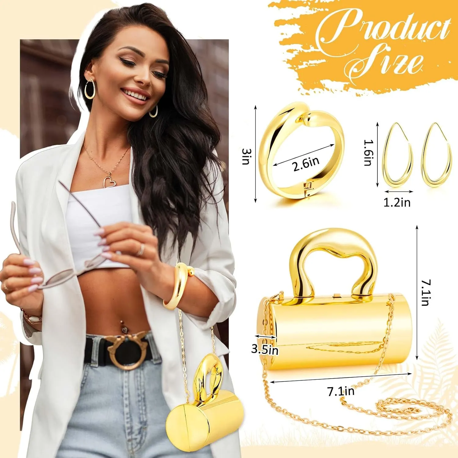 Quelay 3 Pcs Clutch Purse Jewelry Set for women Evening Prom Purses Metallic Handbag jewelry accessories Bracelet Earrings for Formal Wedding Banquet Retro