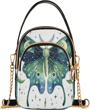Quilted Crossbody Bags for Women Trendy, Butterfly Green Small Shoulder Handbags Leather Purse for Women Cross Body Purses