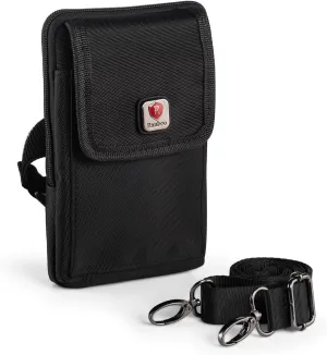 Ranboo Nylon Cell Phone Holster Fits for iPhone 16 Pro Max 15 Pro Max 14 Pro Max 13 Pro Max Samsung Galaxy S24 Ultra S23 Ultra Belt Pouch Wallet Case with Belt Clip Arm Bag Crossbody Purse (Black)
