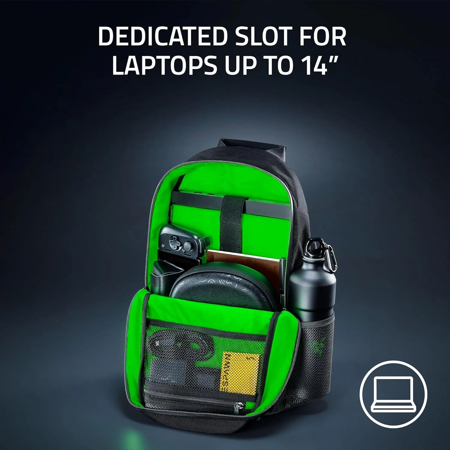 Razer Rogue v3 14" Gaming Laptop Backpack: Travel Carry On Computer Bag - Tear and Water Resistant - Mesh Side Pocket - Fits 14 inch Notebook - Chromatic