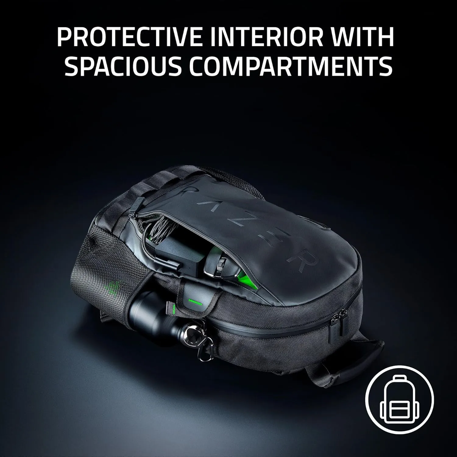 Razer Rogue v3 14" Gaming Laptop Backpack: Travel Carry On Computer Bag - Tear and Water Resistant - Mesh Side Pocket - Fits 14 inch Notebook - Chromatic