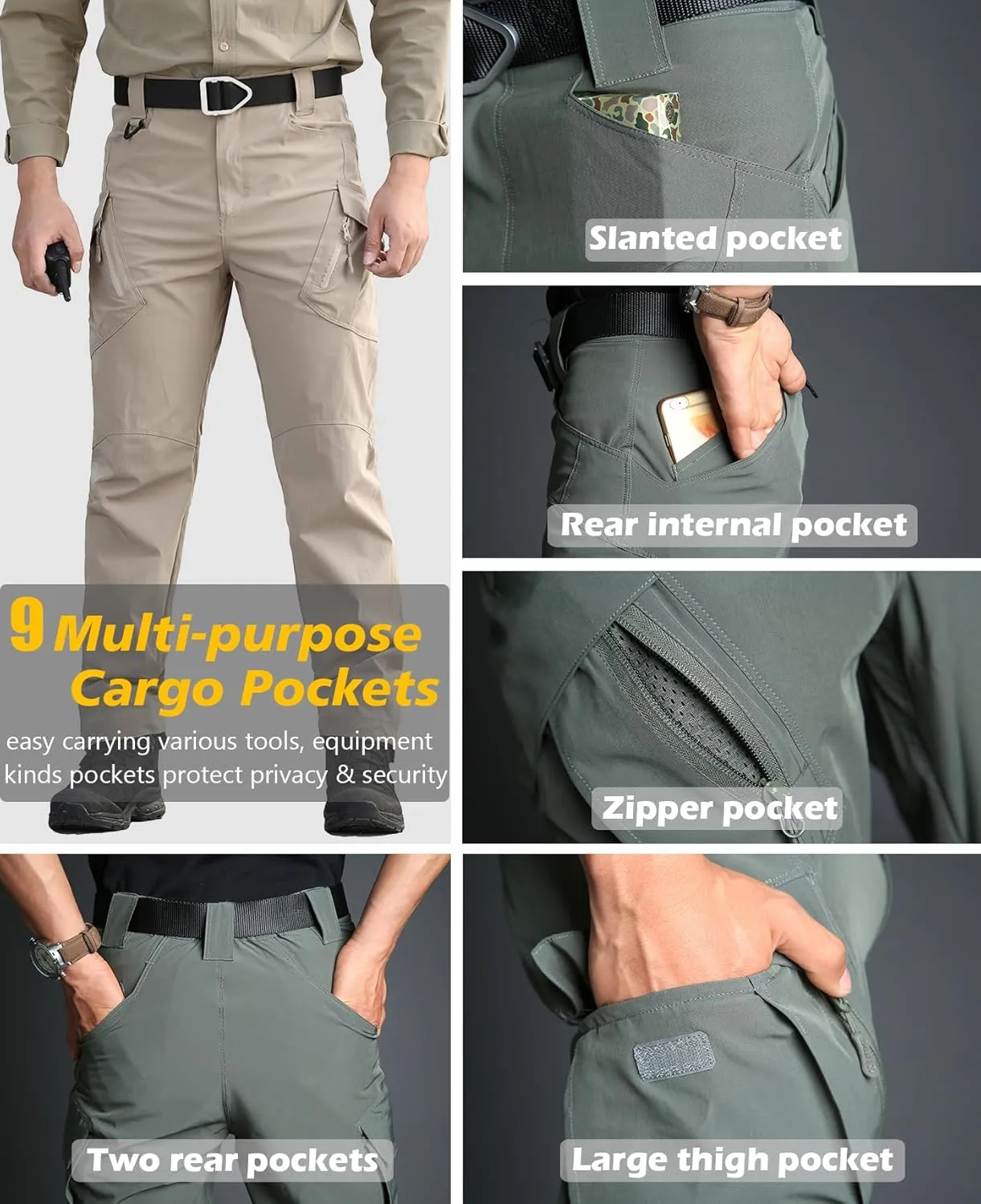 ReFire Gear Men's Quick Dry Tactical Pants Summer Lightweight Outdoor Hiking Cargo Trousers