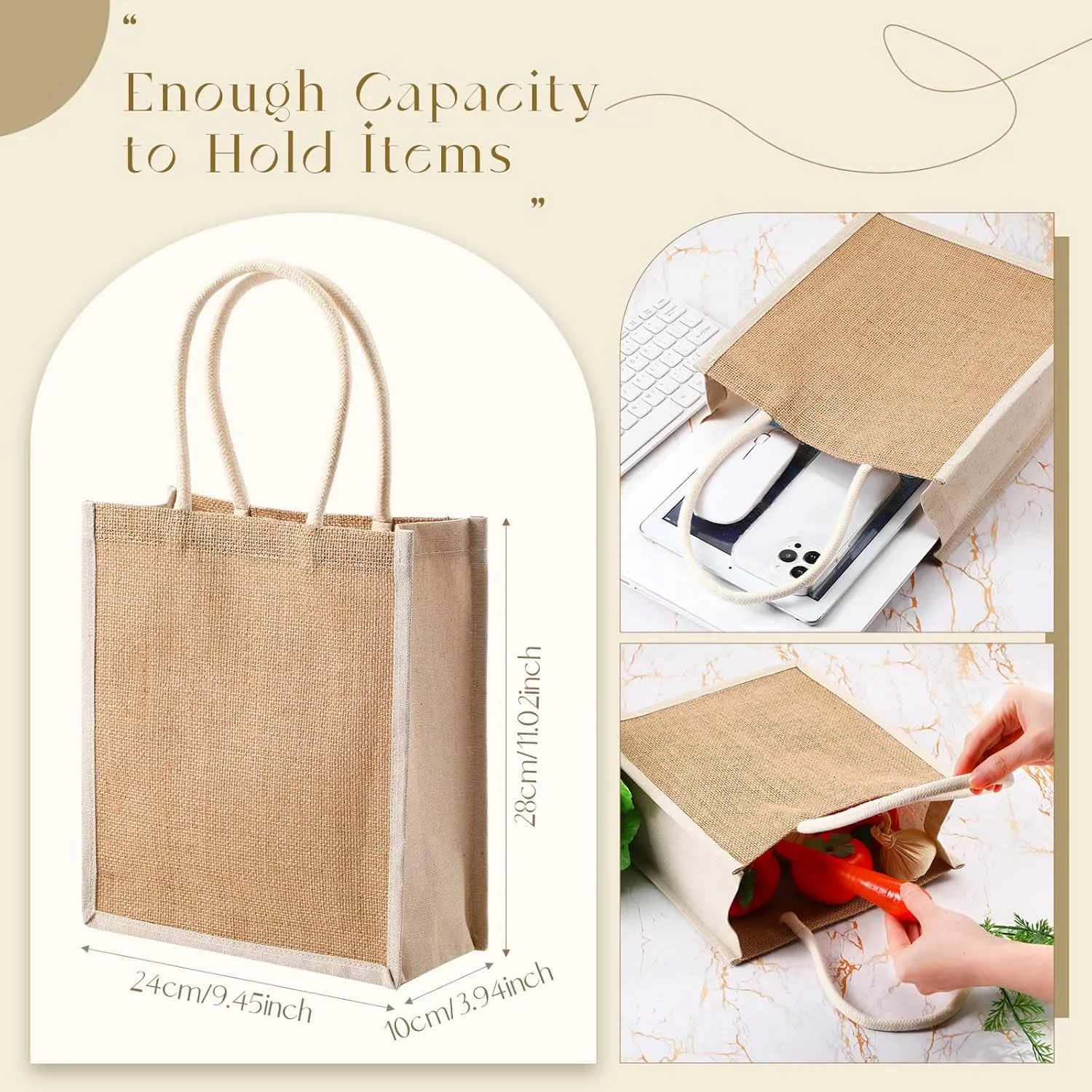 Reginary 16 Pack Burlap Tote Gift Bags with Soft Handles Heavy Duty Multipurpose Jute Shopping Bags for Women Shopping