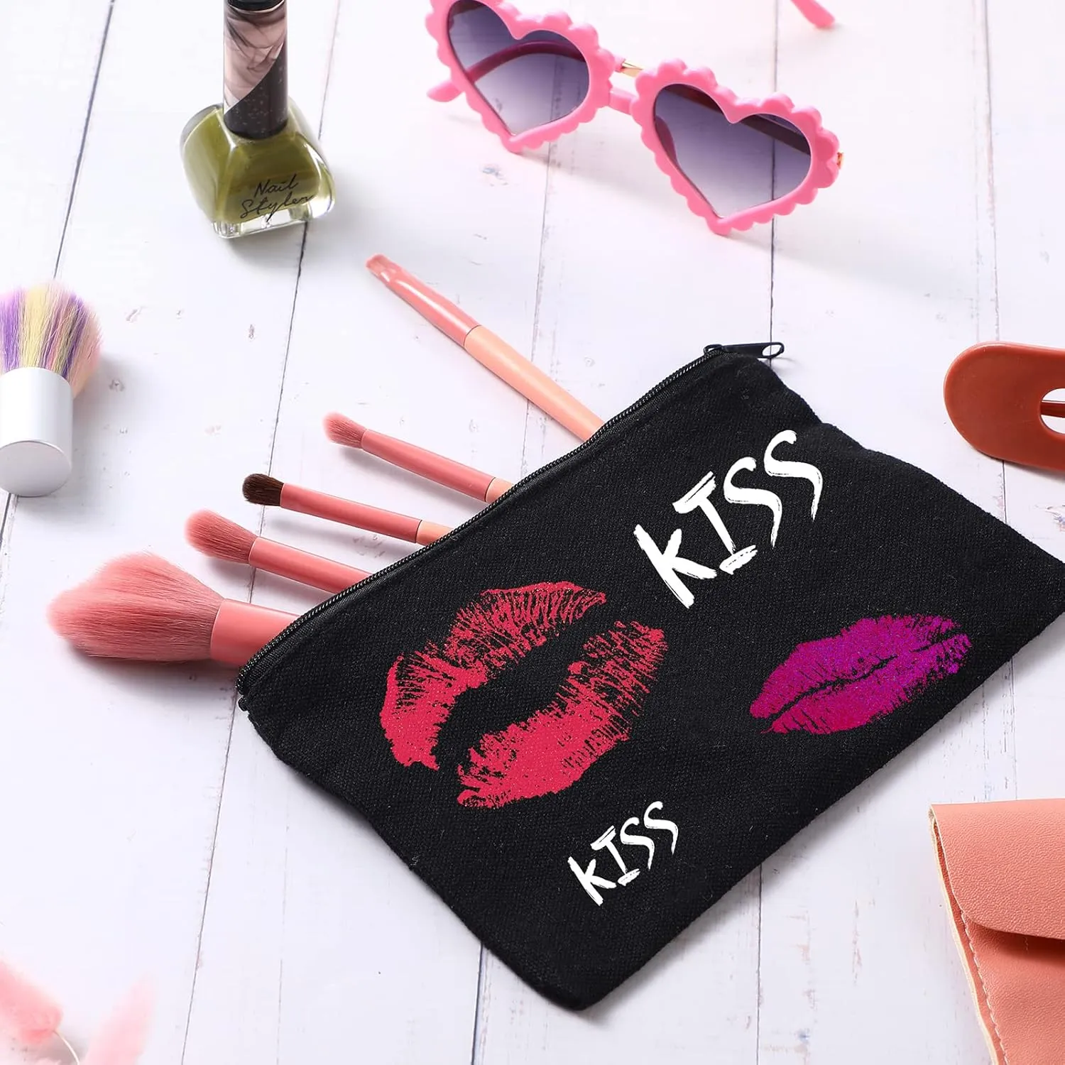Reginary 80 Pack Canvas Zipper Makeup Bags Bulk Pencil Pouches Blank DIY Craft Canvas Cosmetic Bag Pouch with Zipper for Makeup Cosmetic Toiletry Stationary Storage(All Black)