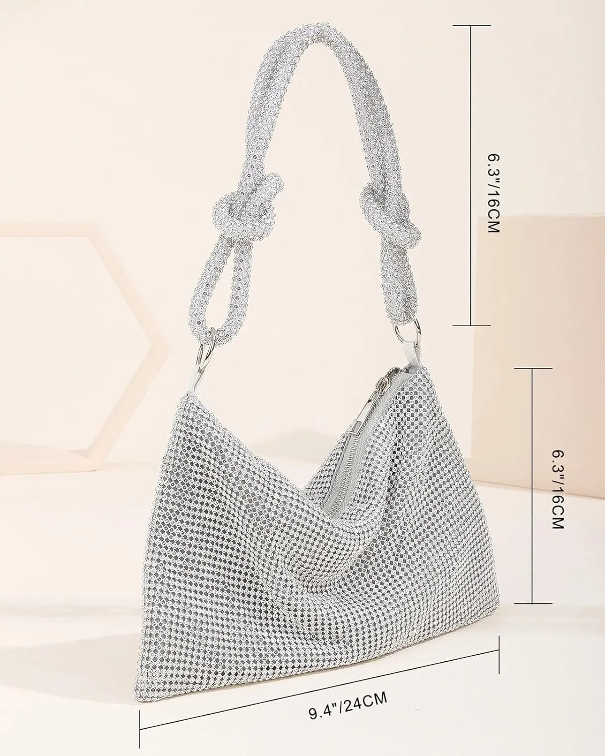 Rhinestone Purses for Women Sparkly Evening Handbag Bling Hobo Bag Eveningbag silver Clutch Purse for Party Wedding