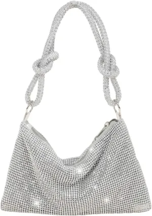 Rhinestone Purses for Women Sparkly Evening Handbag Bling Hobo Bag Eveningbag silver Clutch Purse for Party Wedding