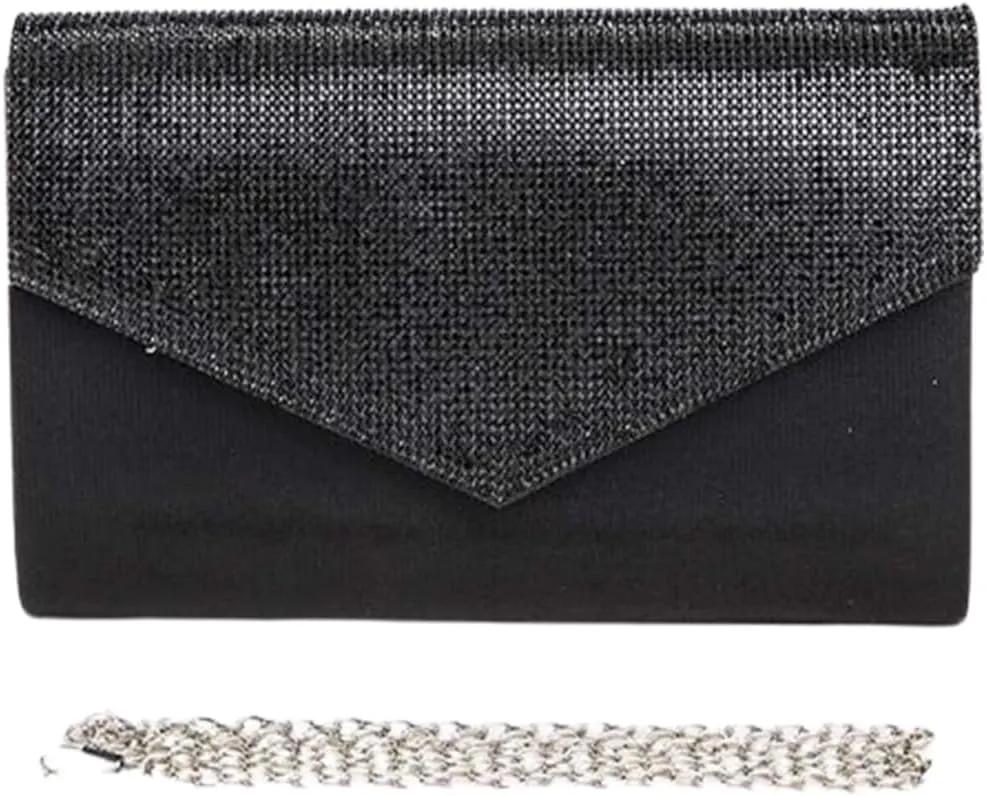 Rhinestone Wedding Evening Bag Clutch Purses - Sparkling Party Cross Handbag with Chain Strap for Women