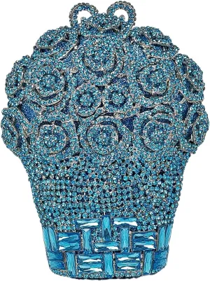 Rose Bouquet Shaped Crystal Clutch Flower Evening Bag Women Formal Bridal Party Floral Rhinestone Handbag Purse