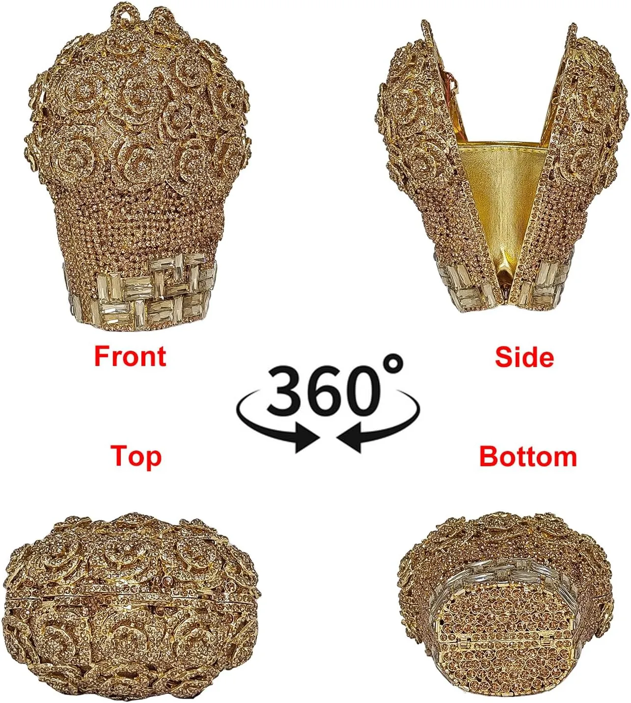 Rose Bouquet Shaped Crystal Clutch Flower Evening Bag Women Formal Bridal Party Floral Rhinestone Handbag Purse